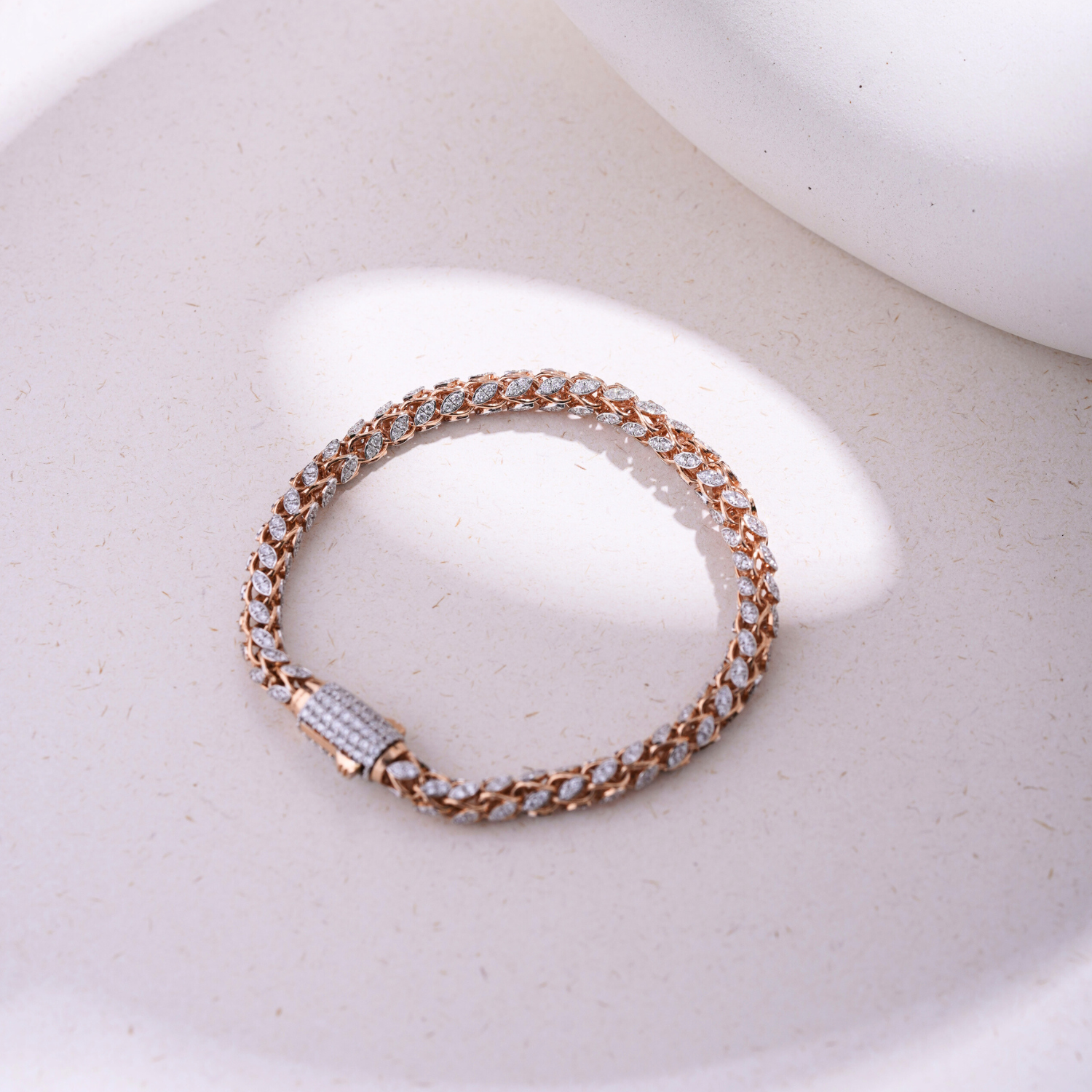 Designer Diamond Link Bracelet in 18K Gold