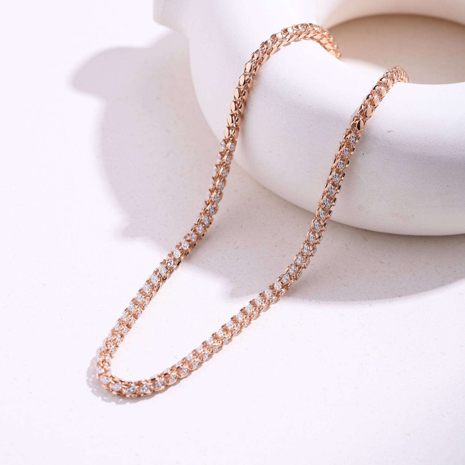 Elegant Diamond Tennis Necklace in 18K Rose Gold