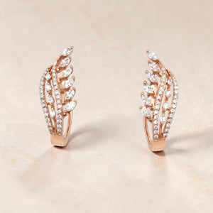 Diamond Leaf Design Earrings for Women