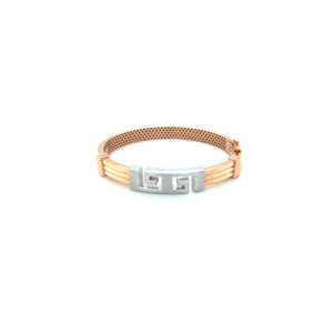 18KT Two-Tone Gold Greek Key Kada for Men