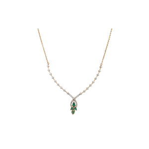 Diamond Necklace with Green Stone Drops