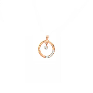 Circle Diamond Drop Pendant in Gold