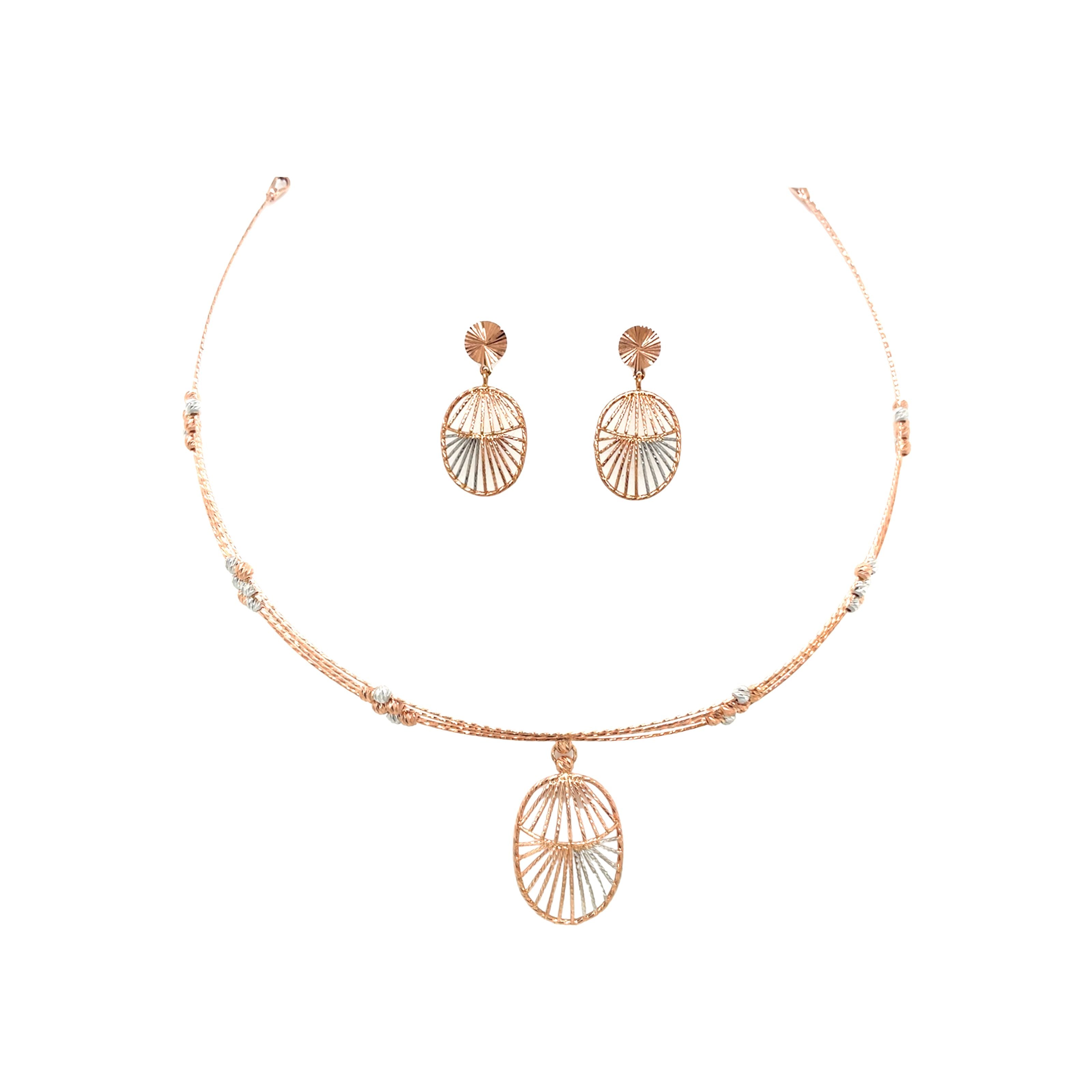 18KT Rose Gold Pendant Set Gift-Ready Dual Shade