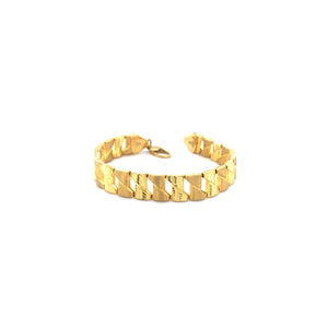 22K Gold Textured Link Bracelet for Men | Classic Gold Jewellery