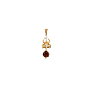 18Kt Gold Trishul Rudraksha Pendant | Shiv Bhakt Locket
