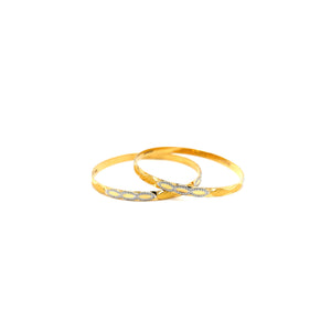22KT Pure Gold Bangles | Stone-Style Accent Work