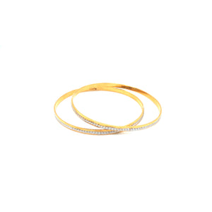 22KT Gold Sleek Bangles | Full Line Stone Design