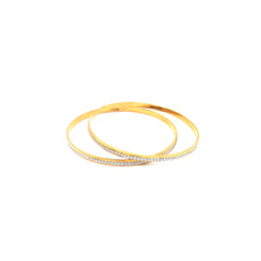 22KT Gold Sleek Bangles Full Line Stone Design