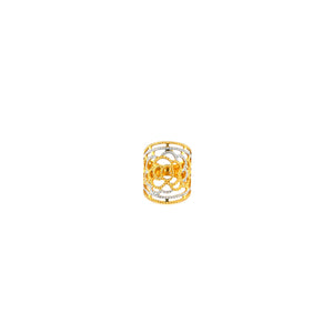 22KT Gold Wide Floral Ring | Openwork Cutout Design