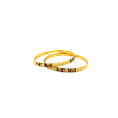 22KT Gold Bangles for Women Traditional Multicolour Design