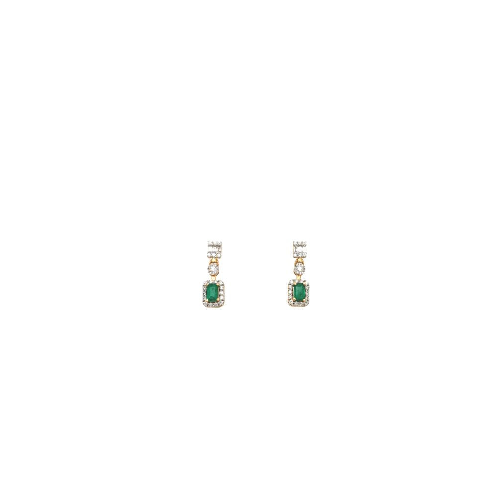 Diamond Emerald Drop Earrings for Women