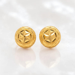 22KT Gold Textured Round Stud Earrings