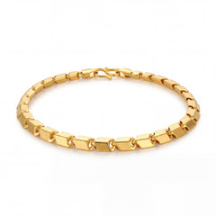 Sleek 22K yellow gold bracelet featuring polished geometric rectangular links with a secure clasp and contemporary handcrafted finish on a white background by Pachchigar Jewellers Ashokbhai.
