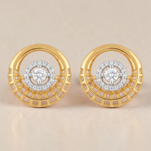22KT Gold Circular Stud Earrings with CZ