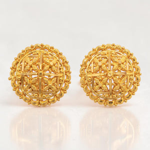 22KT Gold Antique Floral Stud Earrings