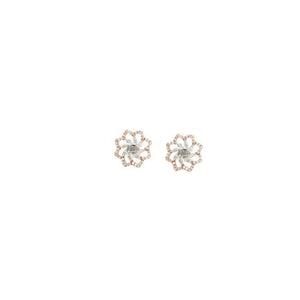 Diamond Flower Stud Earrings in Gold