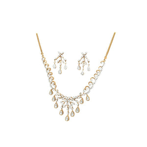 Diamond Drop Necklace Set in Gold