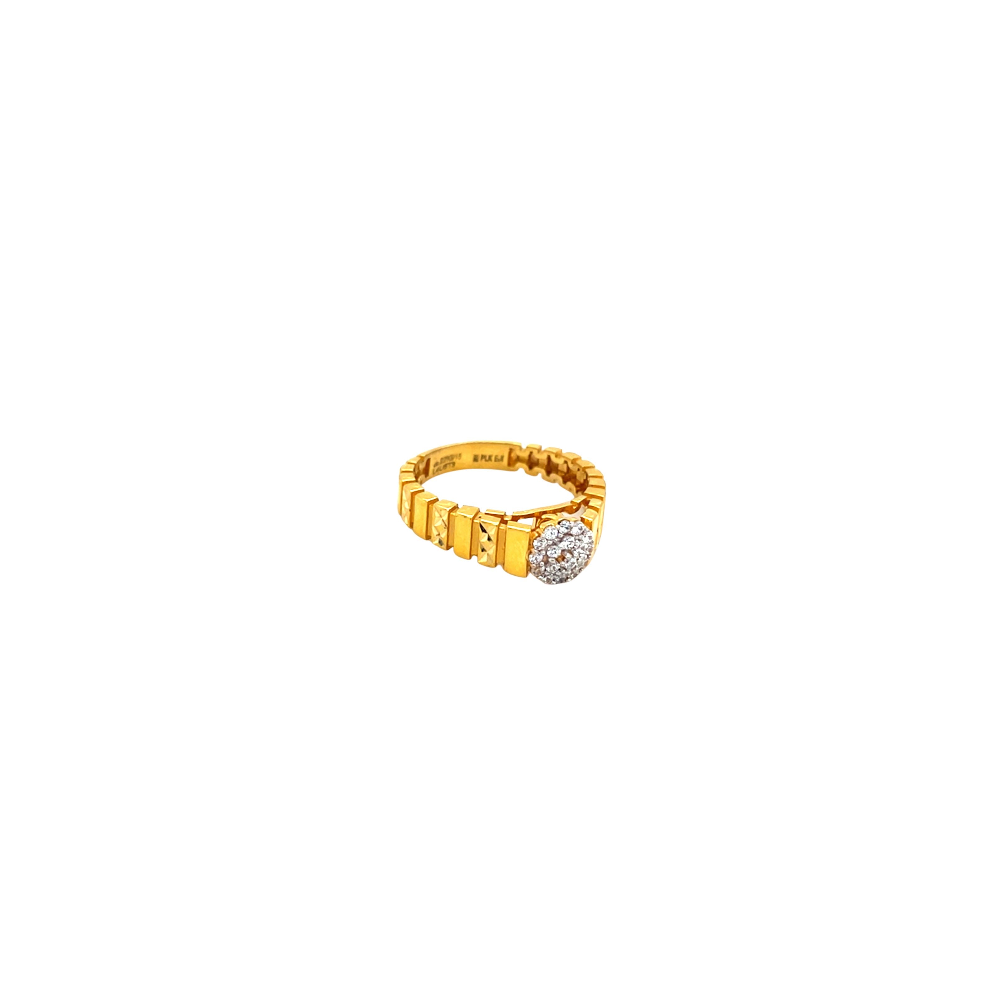 22KT Heavy Band Gold CZ Ring
