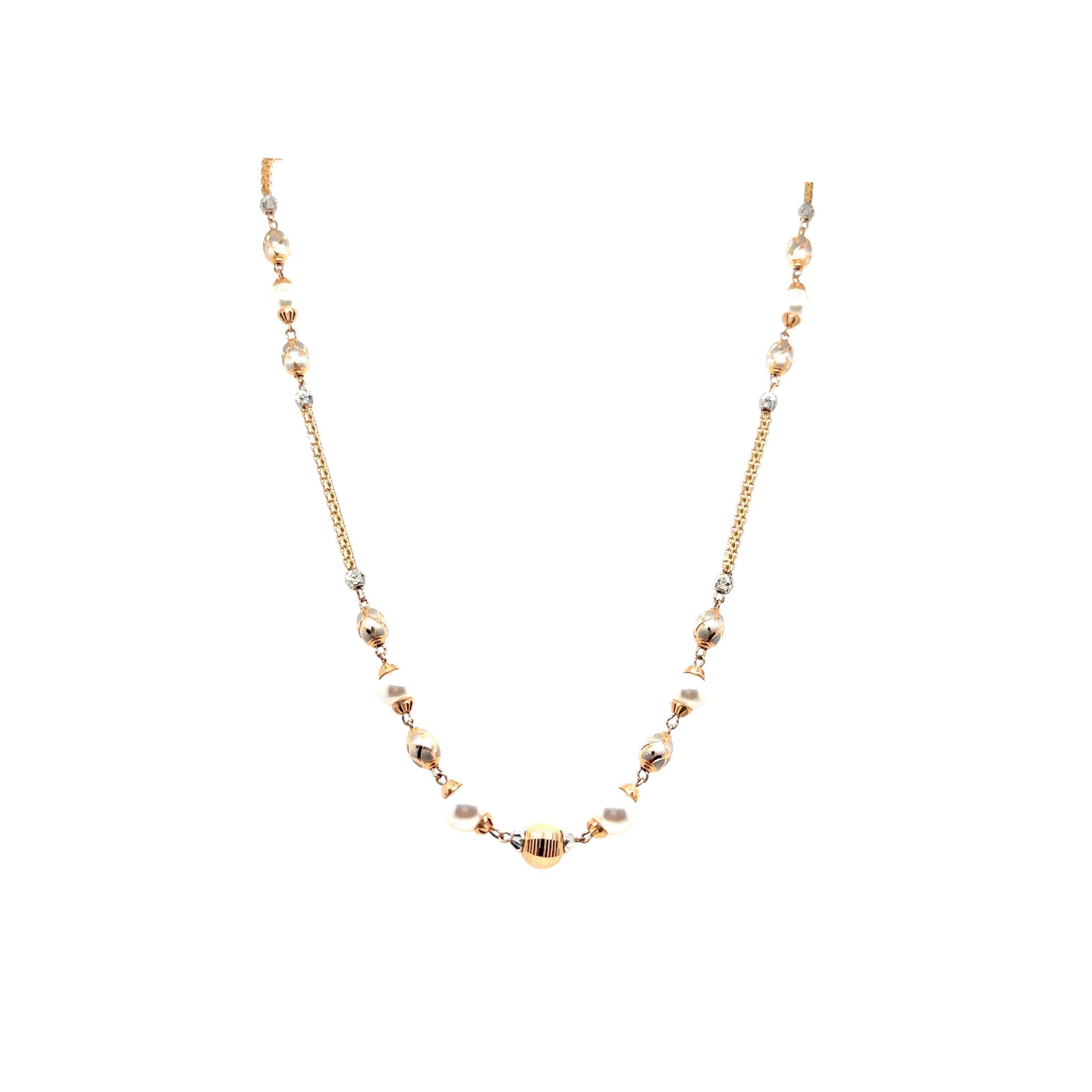 Designer Gold Bead & Pearl Chain Stylish Pattern
