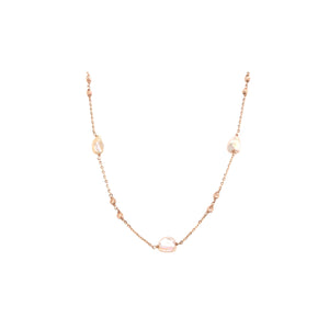 18KT Minimal Pearl Chain Rose Gold Bead Detailing