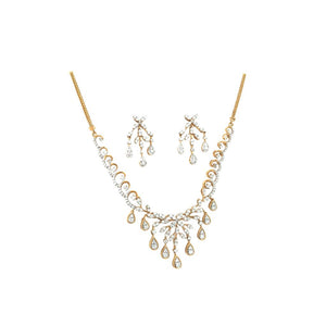 Diamond Drop Necklace Set in Gold