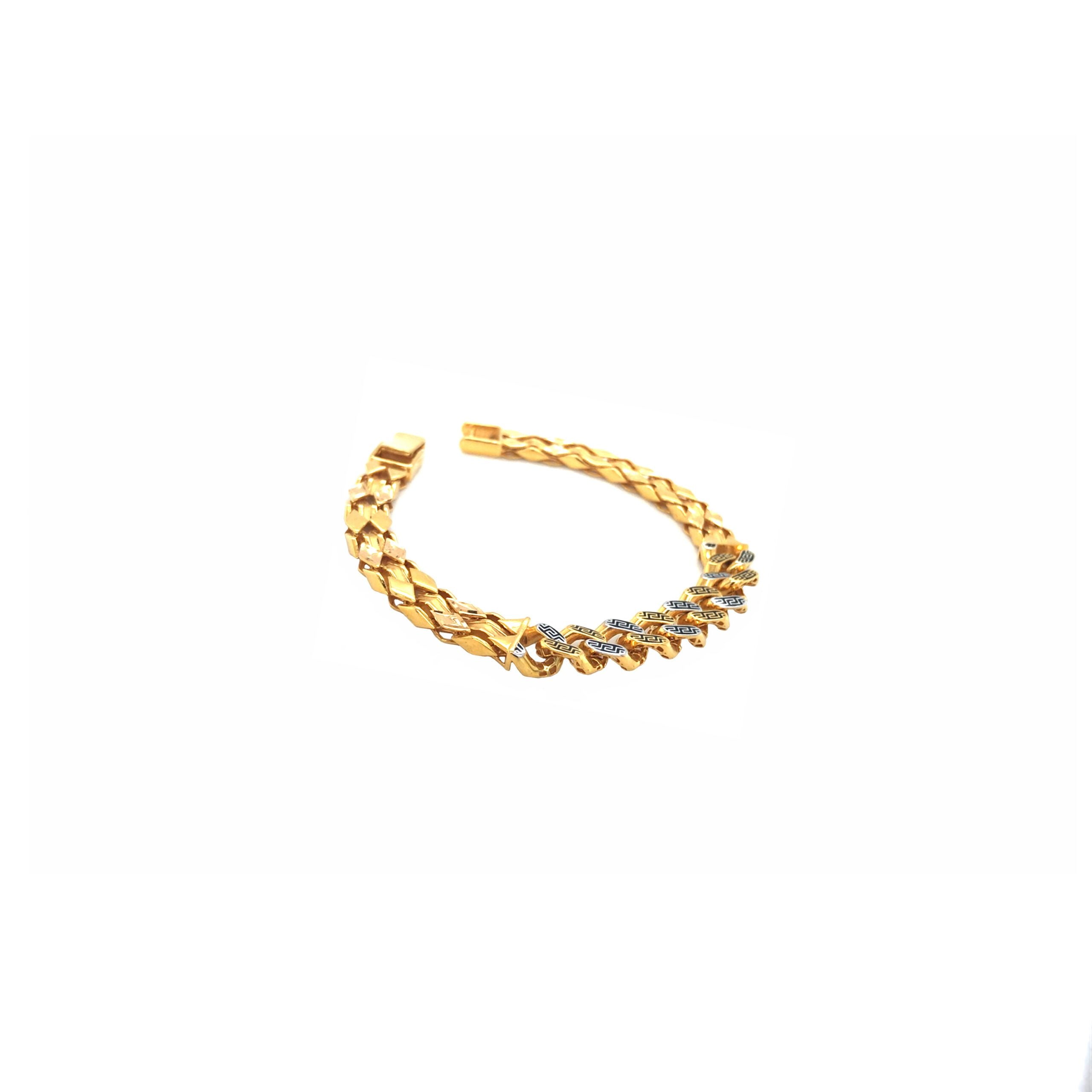 22K Gold Patterned Link Bracelet for Men | Premium Gold Jewellery