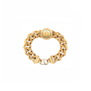 22K Gold Heavy Link Bracelet for Men | Iconic Medallion Design