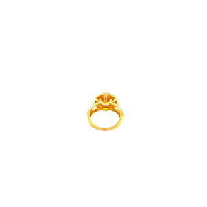 22KT Gold Cocktail Ring | Hexagon Yellow Stone Design