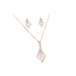Geometric Diamond Pendant Set in Rose Gold