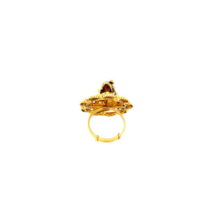 22KT Antique Gold Krishna Ring - Temple Jewellery Design