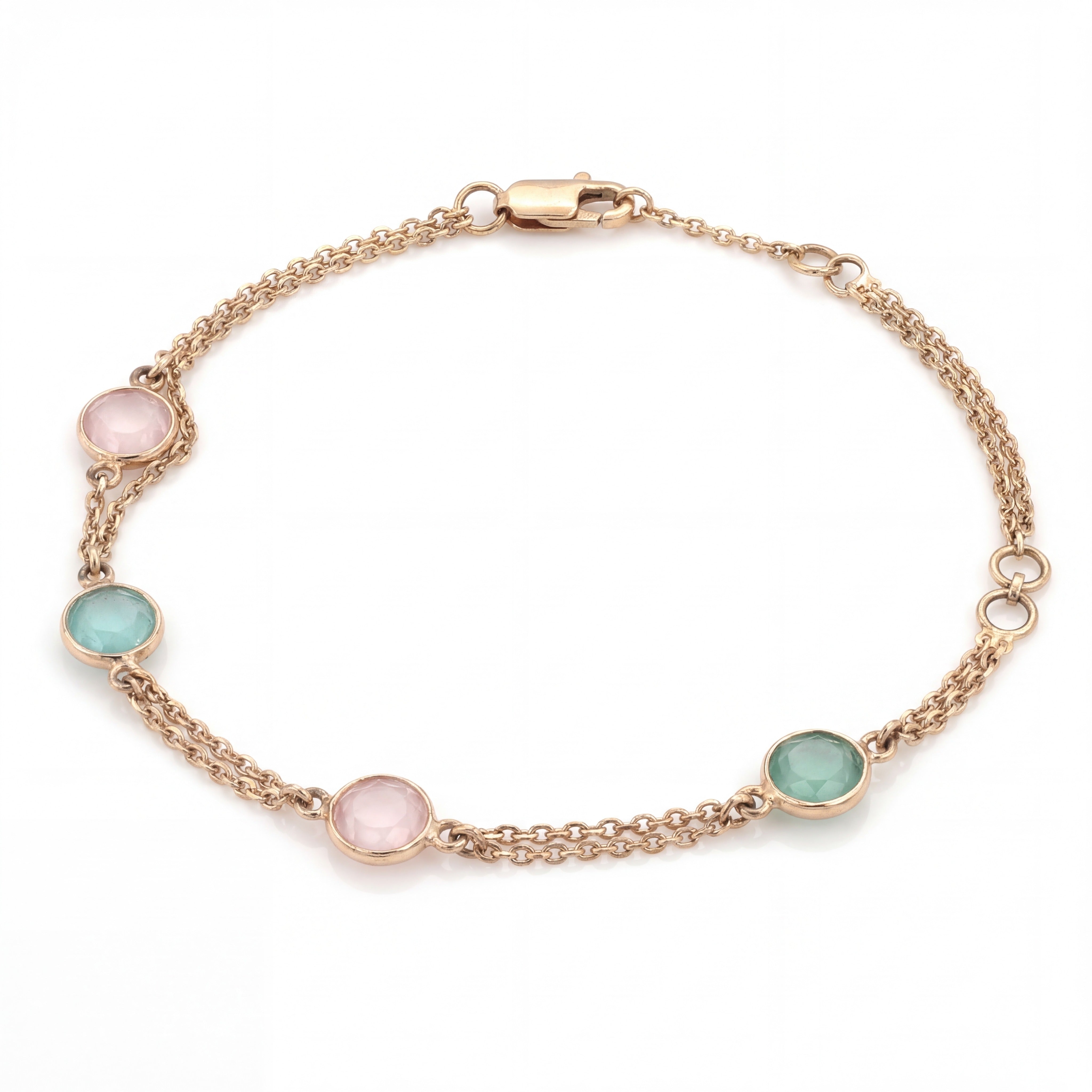 18KT Gold Pastel Stone Chain Bracelet