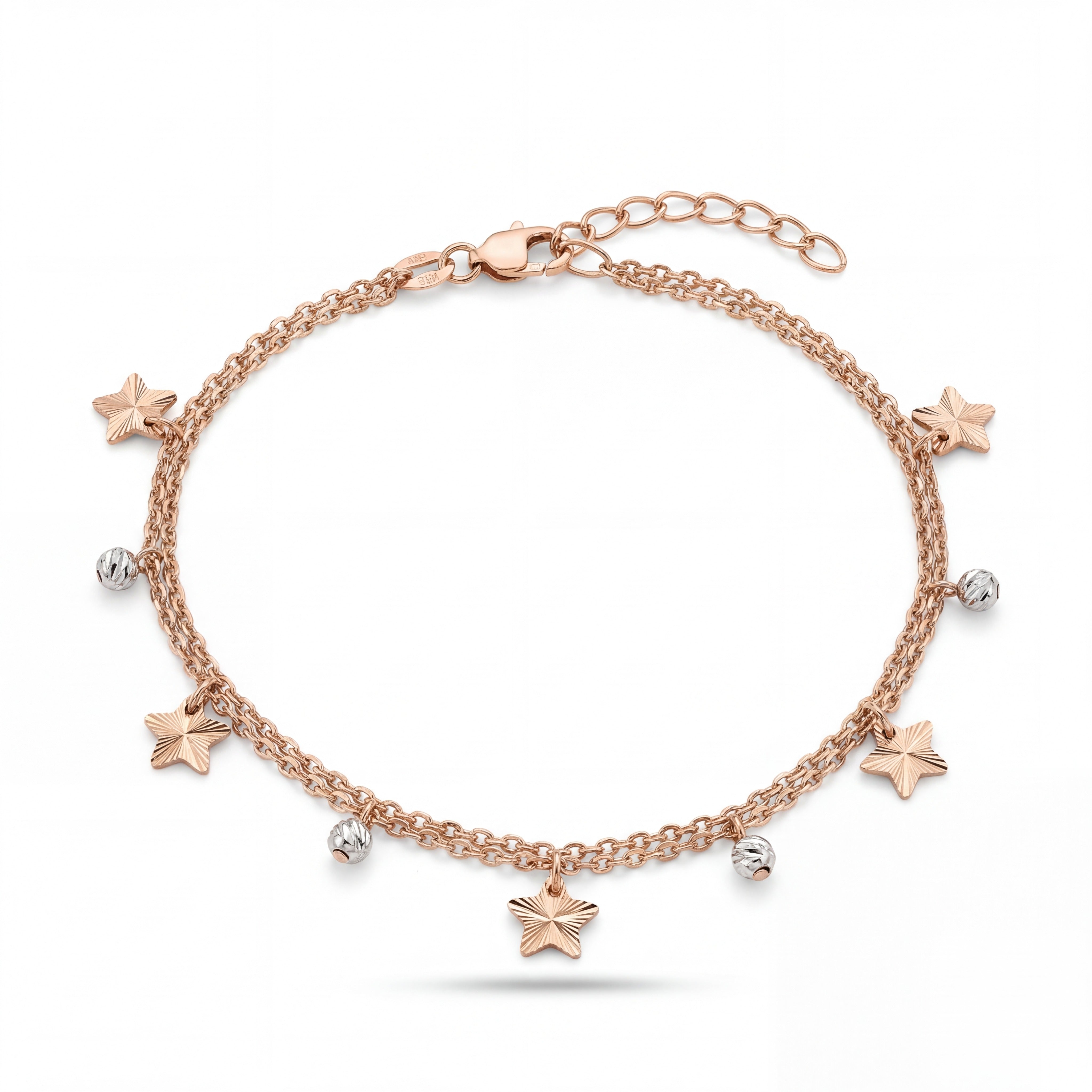 18KT Gold Star Charm Bracelet