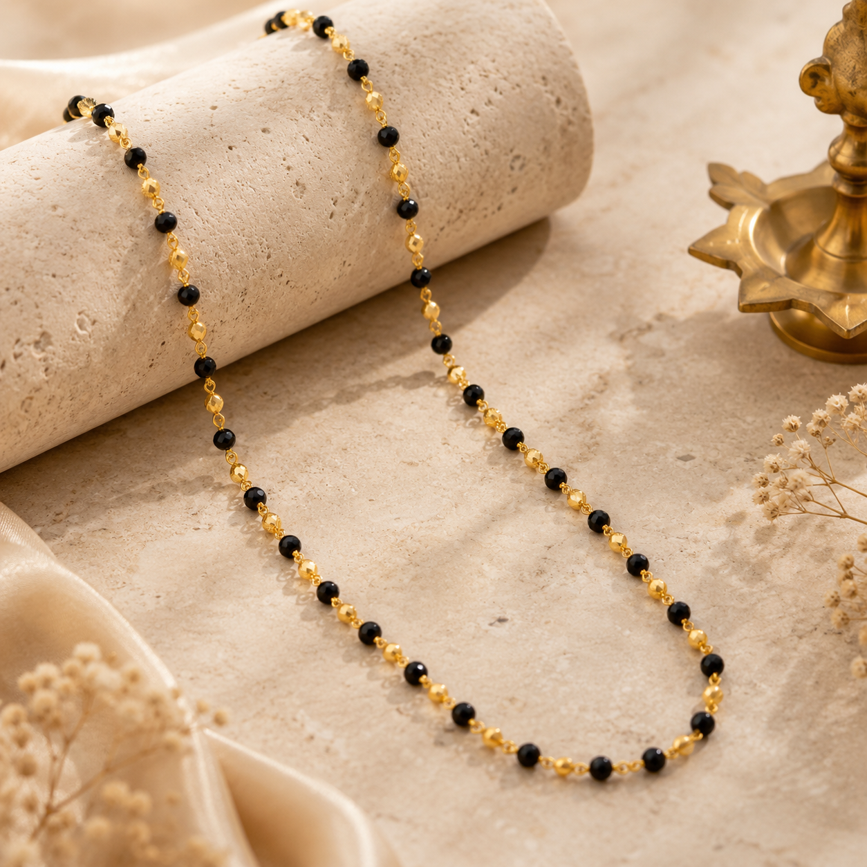 Noir Gold Beaded Necklace