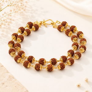Divine 22K Gold Double Line Rudraksha Bracelet