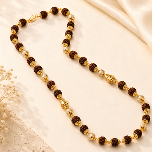 Divine Hamsa 22K Gold Rudraksha Chain