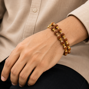 Divine 22K Gold Double Line Rudraksha Bracelet