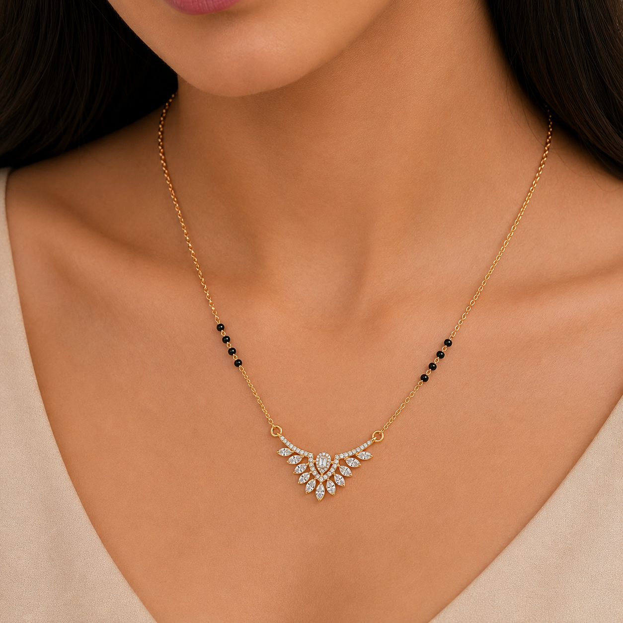 Elegant Diamond Mangalsutra in 18KT Gold