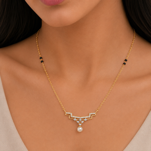 Diamond & Pearl Mangalsutra in 18KT Gold
