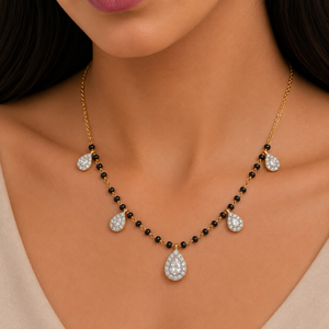 Pear Shape Diamond Mangalsutra in 18KT Gold