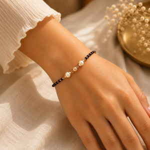 18KT Gold Black Beads Bracelet for Everyday Wear