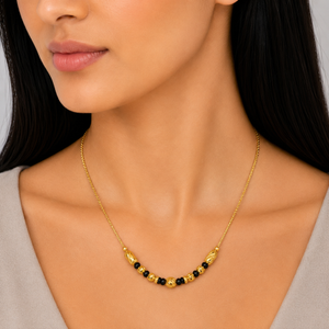 Gold Mangalsutra with Black Beads & Gold Beads