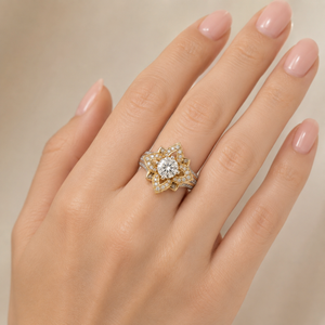 Vintage Starburst Diamond Gold Ring for Women