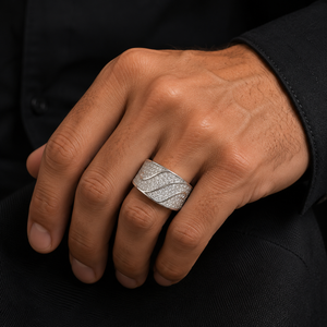18KT White Gold Infinity Wave Diamond Men's Ring