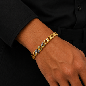 22K Gold Patterned Link Bracelet for Men | Premium Gold Jewellery