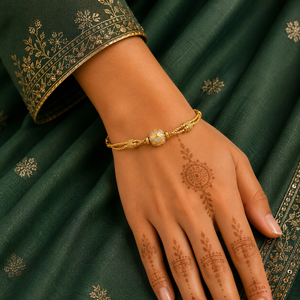 22KT Gold CZ Beaded Ladies Bracelet