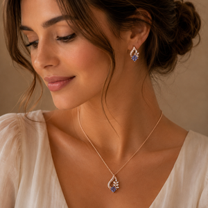 Diamond Necklace Set with Blue Stone | Elegant Fine Jewellery