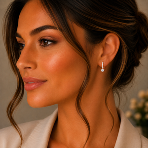 18KT Gold Stone Accent Drop Earrings