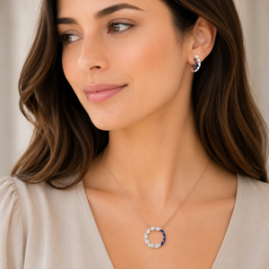 Diamond Pendant & Earring Set in Gold