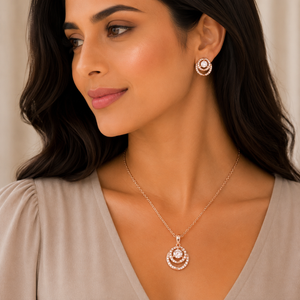 Round Diamond Pendant Set in Rose Gold