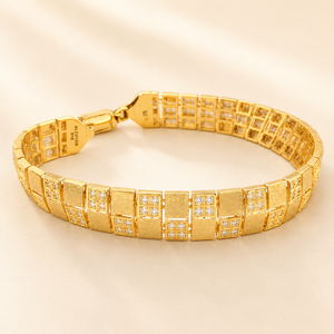 22KT Gold Textured Block Bracelet